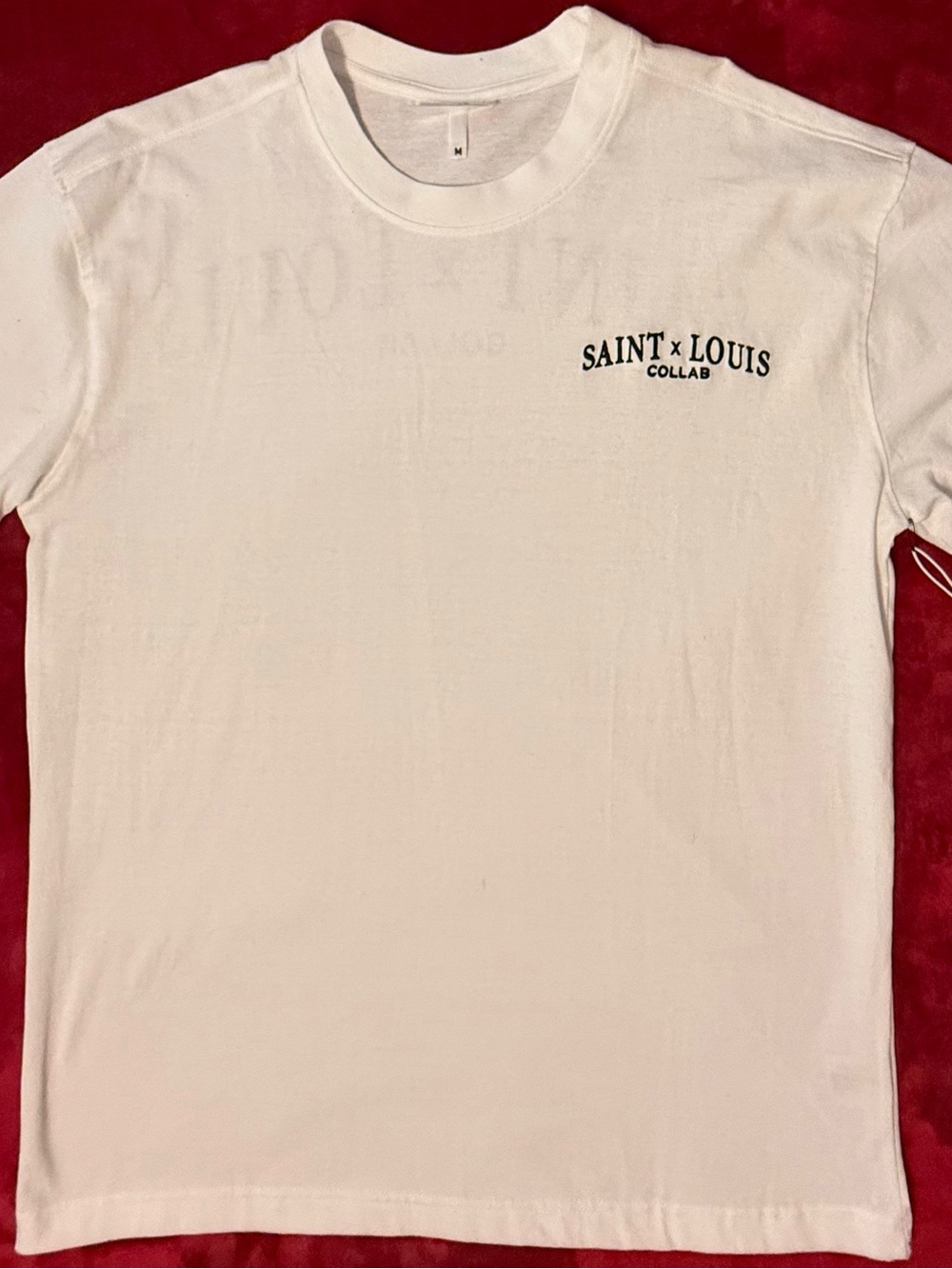 Saint Louis Crystal White Short Sleeve Crew Tee with Chest Logo